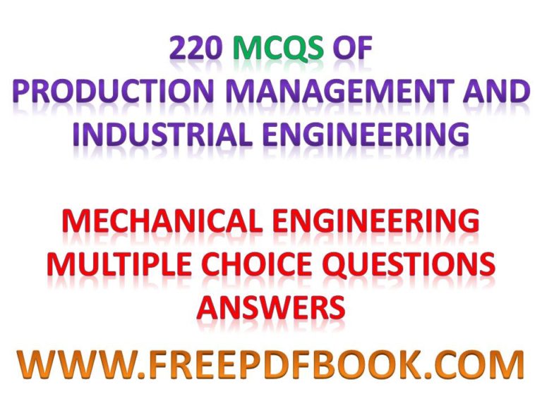 INDUSTRIAL ENGINEERING Mechanical Engineering Multiple choice Questions Answers Free PDF Books